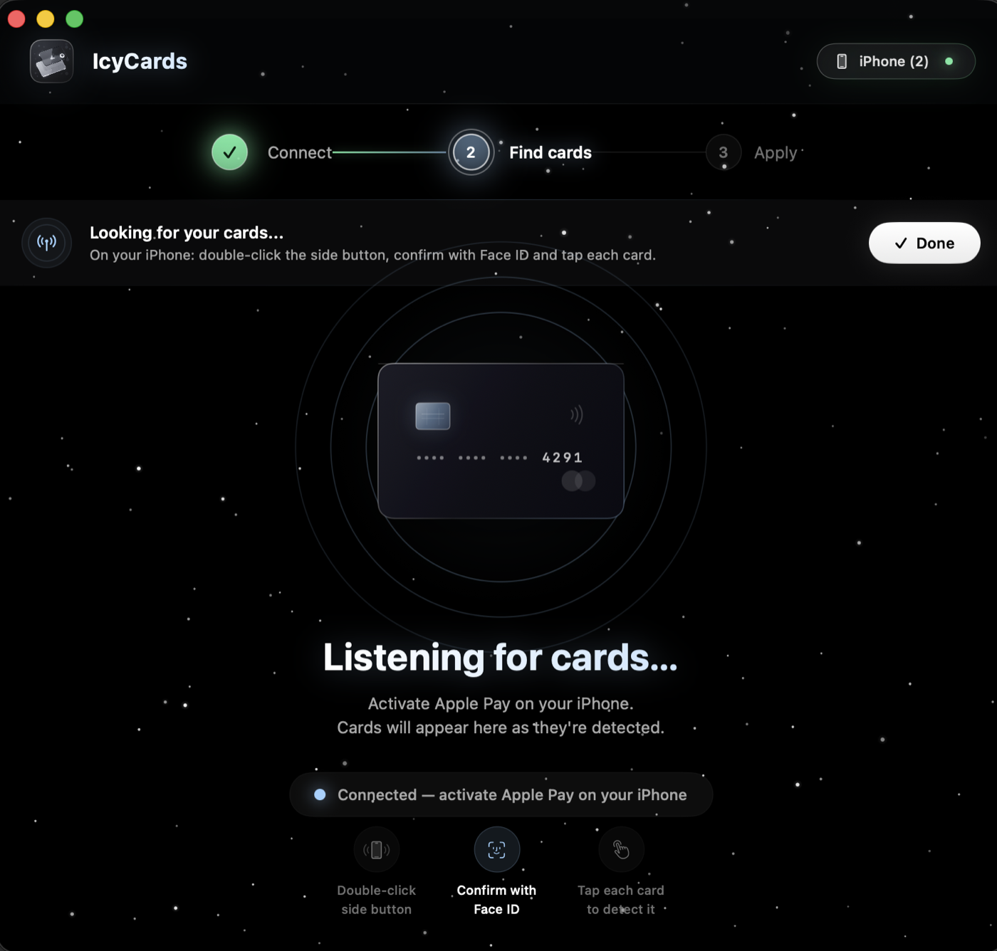 IcyCards — Listening for cards